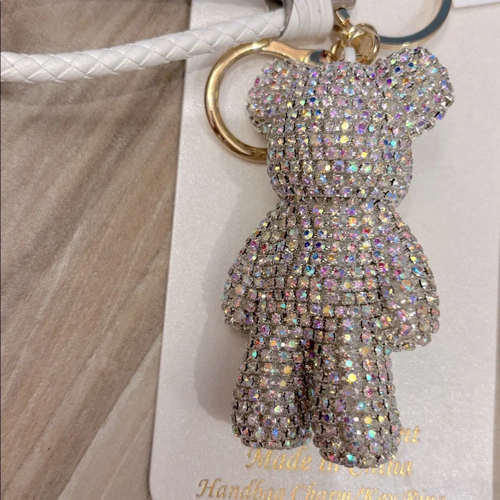 NWT Natasha Sparkling Bear Keychain with Braided Strap